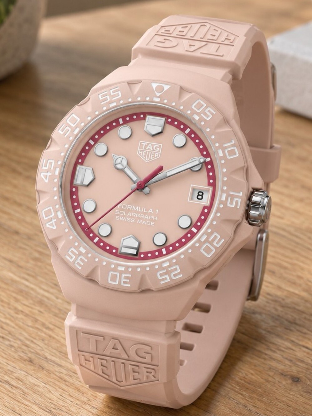 Tag Heuer Formula 1 Pink Ceramic-Look Solar Watch with Rose Accent